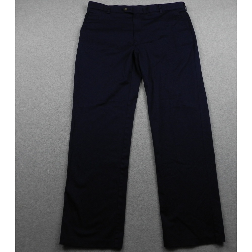 Roundree & Yorke TravelSmart Pants Mens 40x34 Classic Fit Navy Blue Chino Khaki